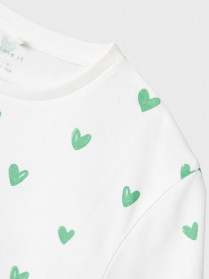 NAME IT T-shirt Farso Bright White Green Hearts